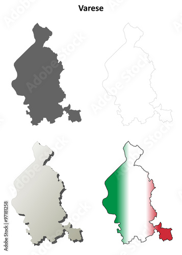 Varese blank detailed outline map set