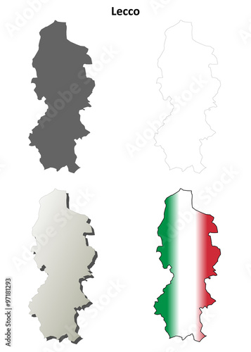 Lecco blank detailed outline map set