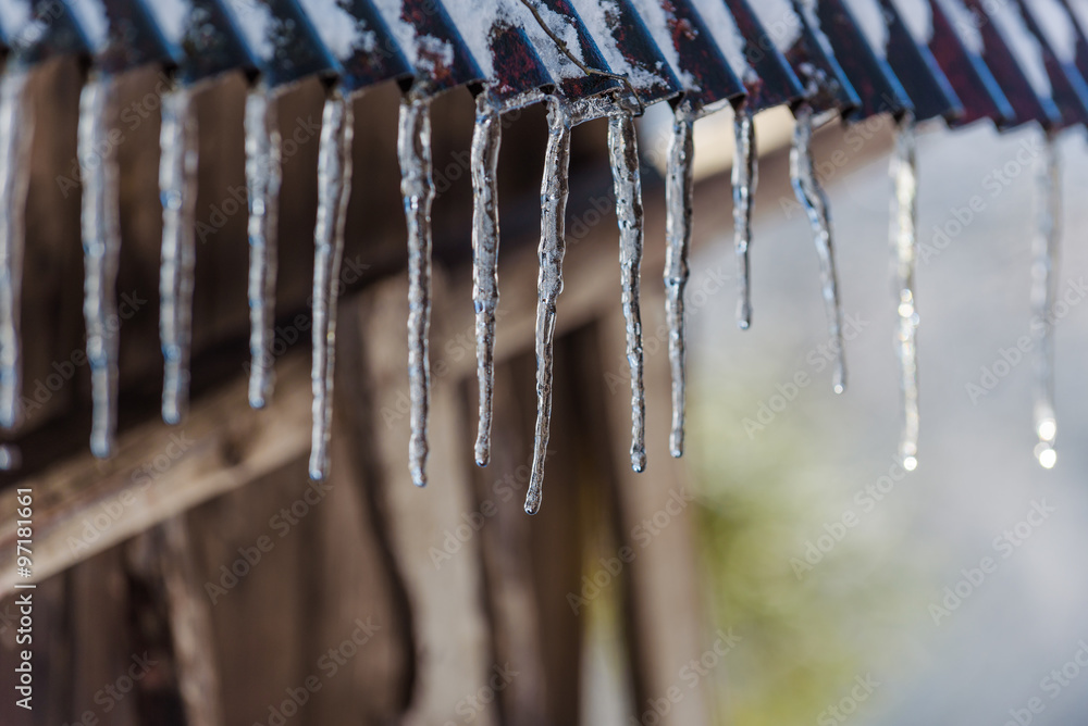 Icicles hooked on the roof Icicles hooked on the roof
