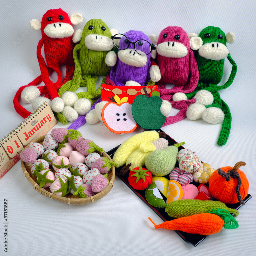 Family, stuffed animal, new year, monkey, funny Family, stuffed animal, new year, monkey, funny