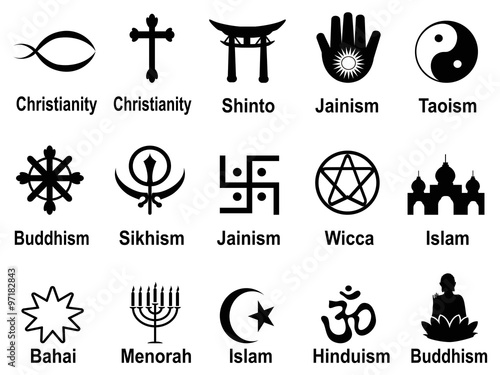 black religious symbols icons set
