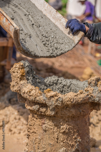 Wallpaper Mural Pouring cement with steel poles Torontodigital.ca