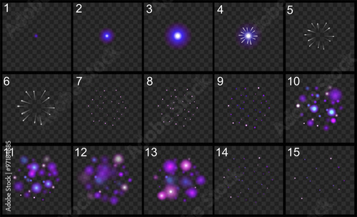 Animation of firework effect in cartoon comic style. 