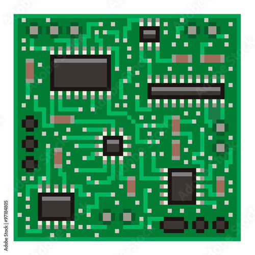 Pixel microchip isolated vector