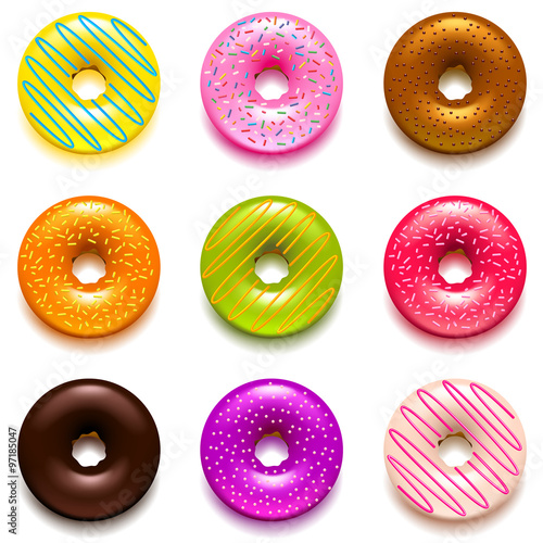Donuts icons vector set