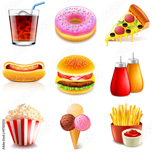 Fast food icons vector set