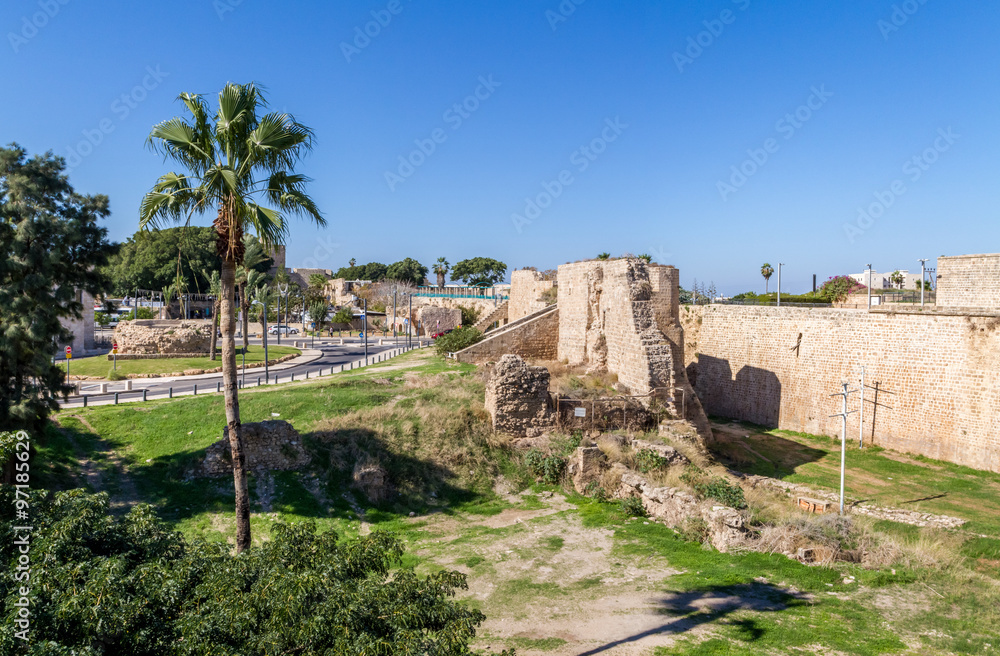 Part of fortress wall in Akko, Israel