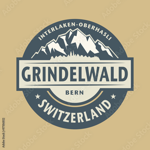 Abstract stamp with the name of town Grindelwald in Switzerland