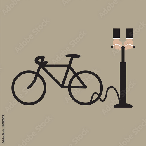 Inflating Bicycle's Tyre Vector Illustration. EPS10