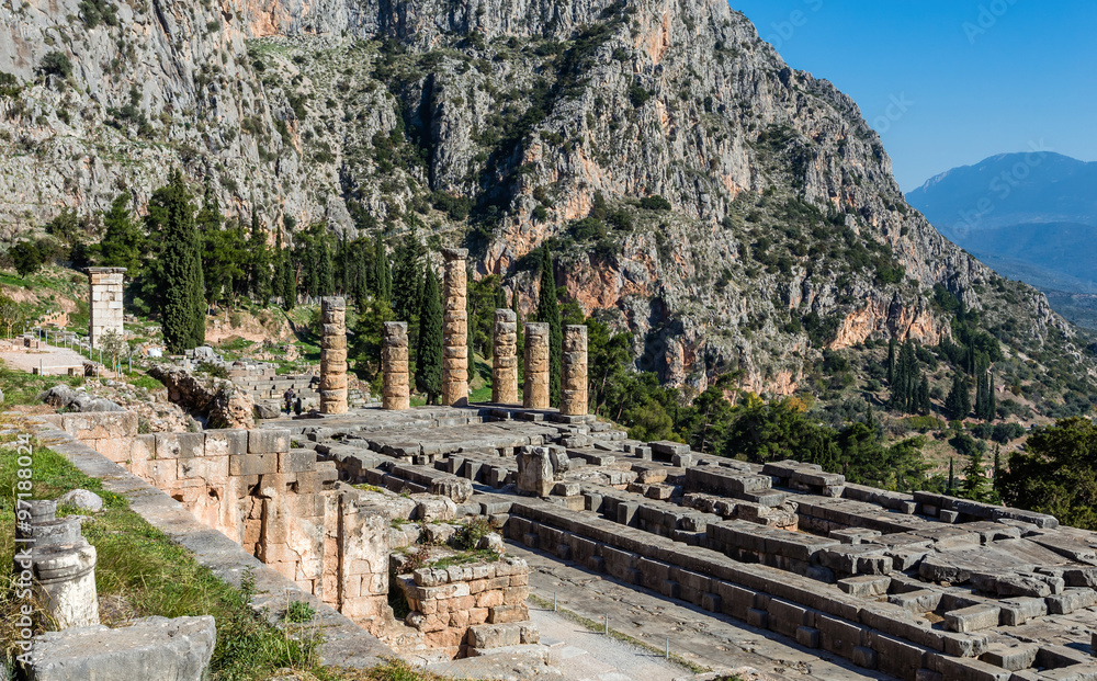 ruins of Apollo temple in Ancient Delphi