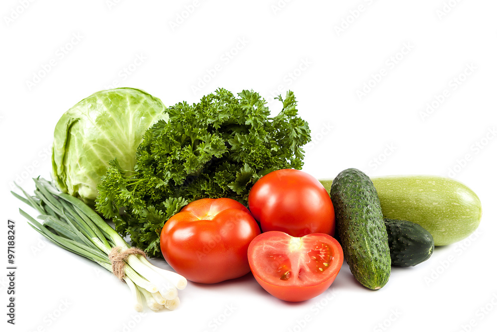 Fresh vegetables on a white background. Fresh vegetables on a white background.
