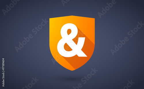 Long shadow shield icon with an ampersand