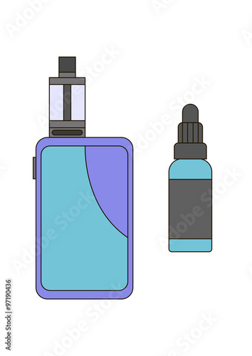 Outline vaporizer and atomizer for electronic cigarette and vaping isolated on the white background stock vector illustration eps10