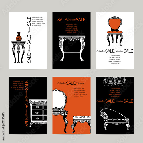 Hand Drawn Furniture  Banners In  Baroque Style