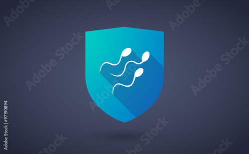 Long shadow shield icon with sperm cells