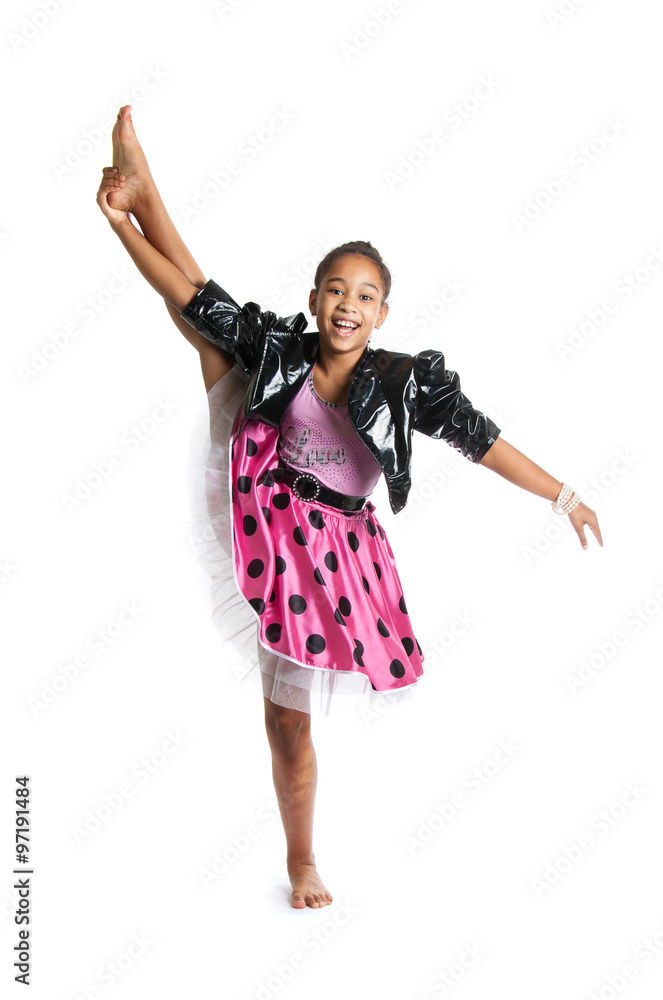 Image of flexible little girl doing vertical split Image of flexible little girl doing vertical split