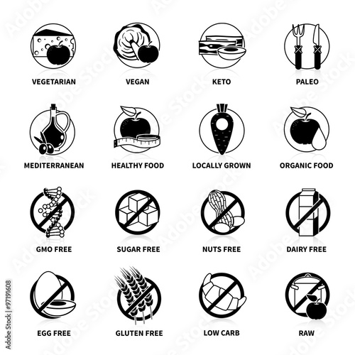 Black Diets Pictogram Set