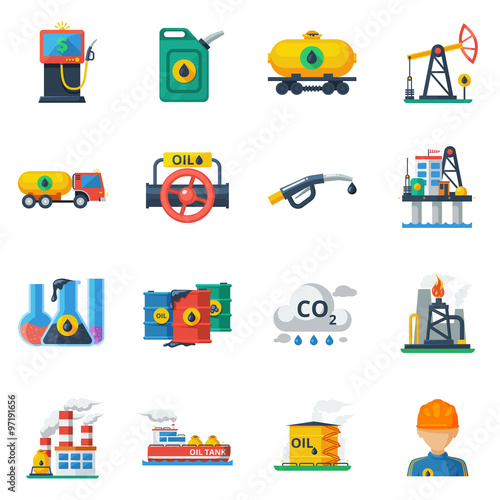 Oil industry icons set