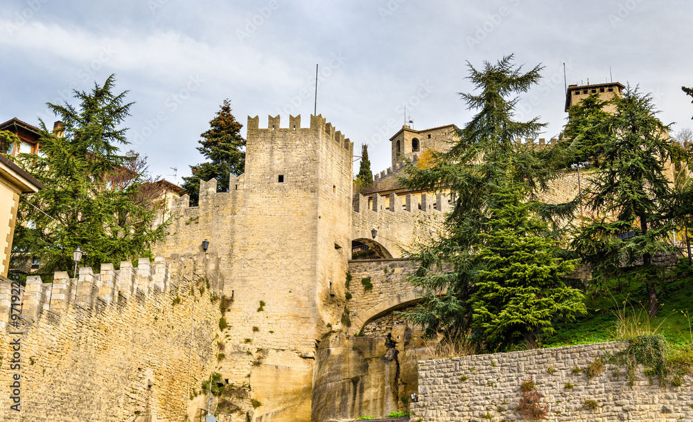 View of city walls of San Marino