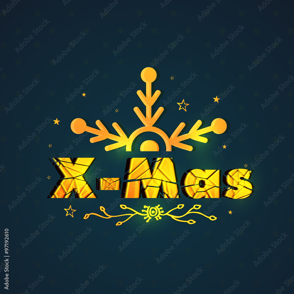 Greeting card with stylish text for Christmas.