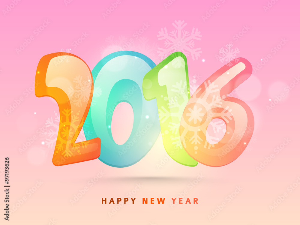 Glossy colorful text 2016 for Happy New Year.