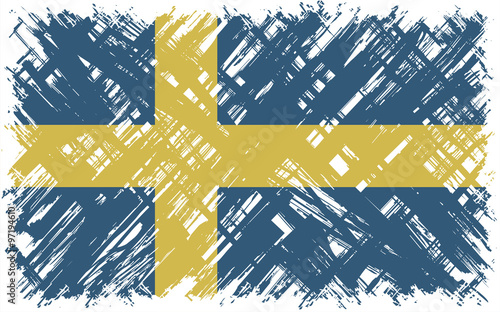 Swedish grunge flag. Vector illustration.