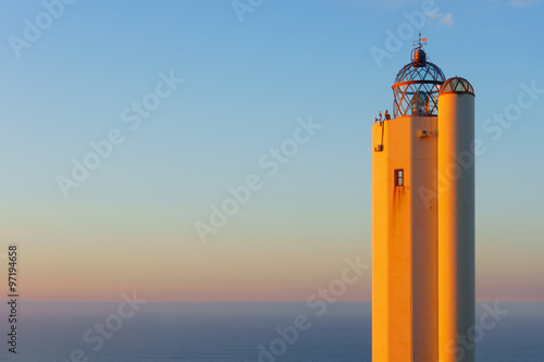 Gorliz lighthouse at sunset