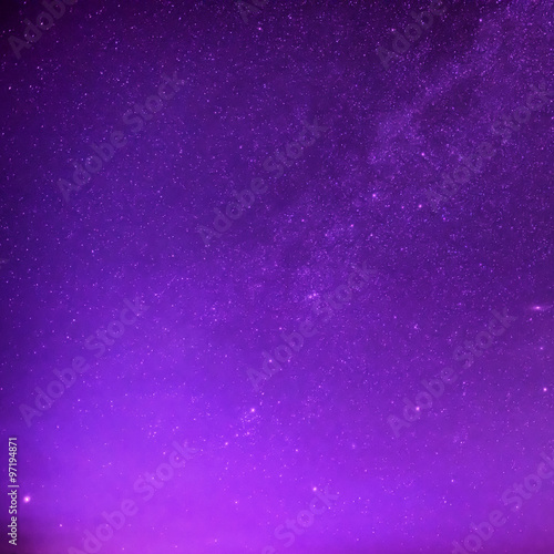 Beautiful purple night sky with many stars