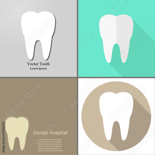 set of tooth icon on different background