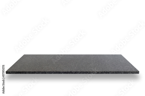 Empty top of natural stone shelves isolated on white background