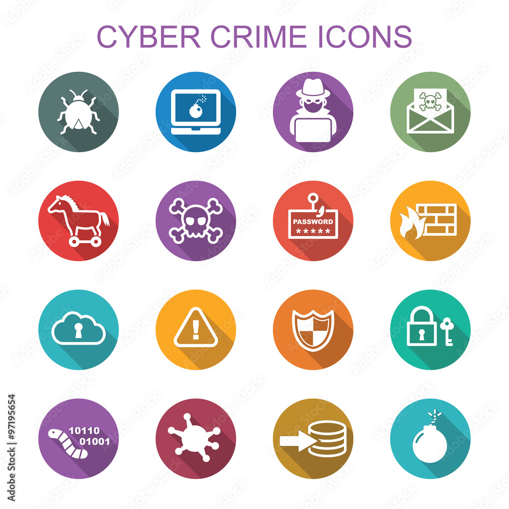 cyber crime long shadow icons cyber crime long shadow icons