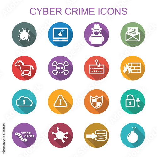 cyber crime long shadow icons