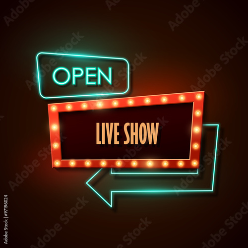 Retro neon sign. Vector illustration.