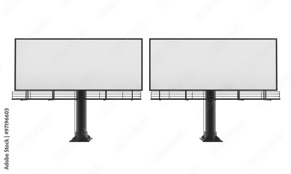 Fototapeta premium Blank billboard ready for new advertisement 3d render on white background