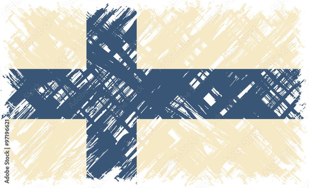 Finnish grunge flag. Vector illustration.