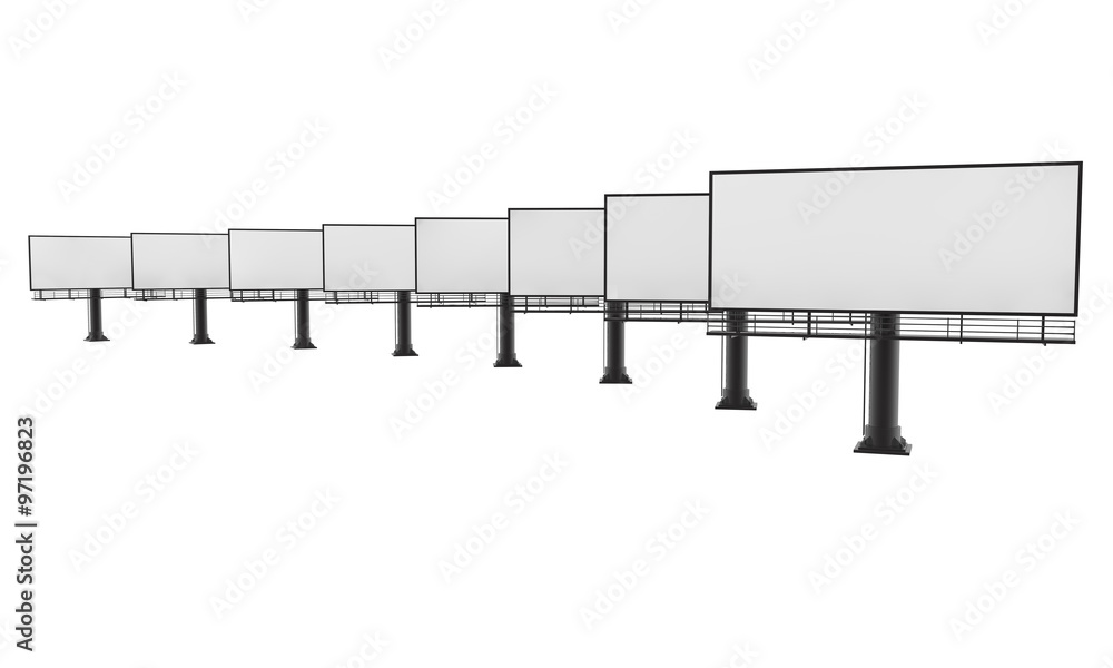 Obraz premium Blank billboard ready for new advertisement 3d render on white background