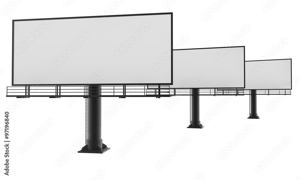 Fototapeta premium Blank billboard ready for new advertisement 3d render on white background