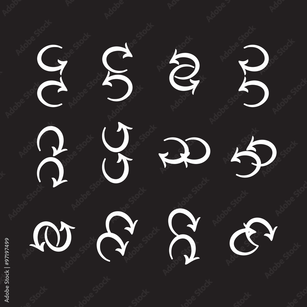 Simple Icon set related to Interface double Arrows Simple Icon set related to Interface double Arrows