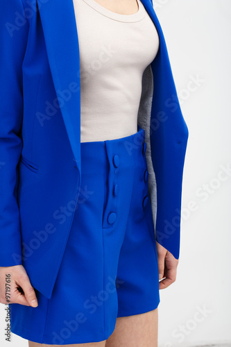 Woman in the blue suit