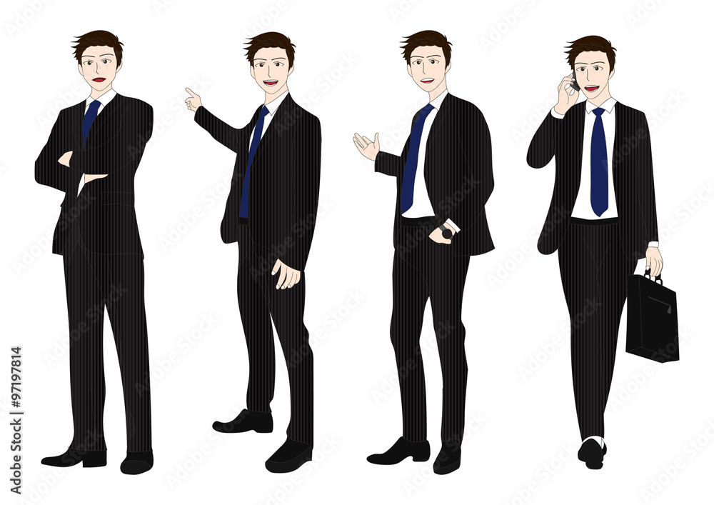 Business Man Full Body Color Illustration Business Man Full Body Color Illustration
