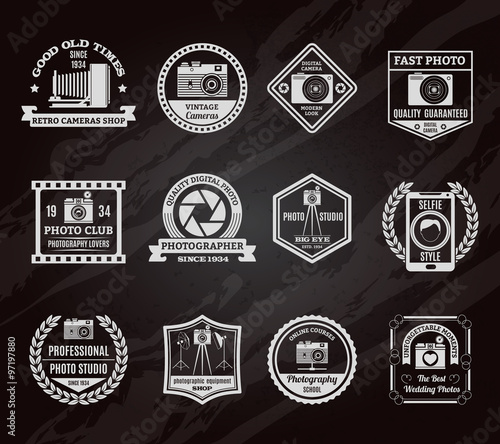 Photo Industry Chalkboard Emblems Set