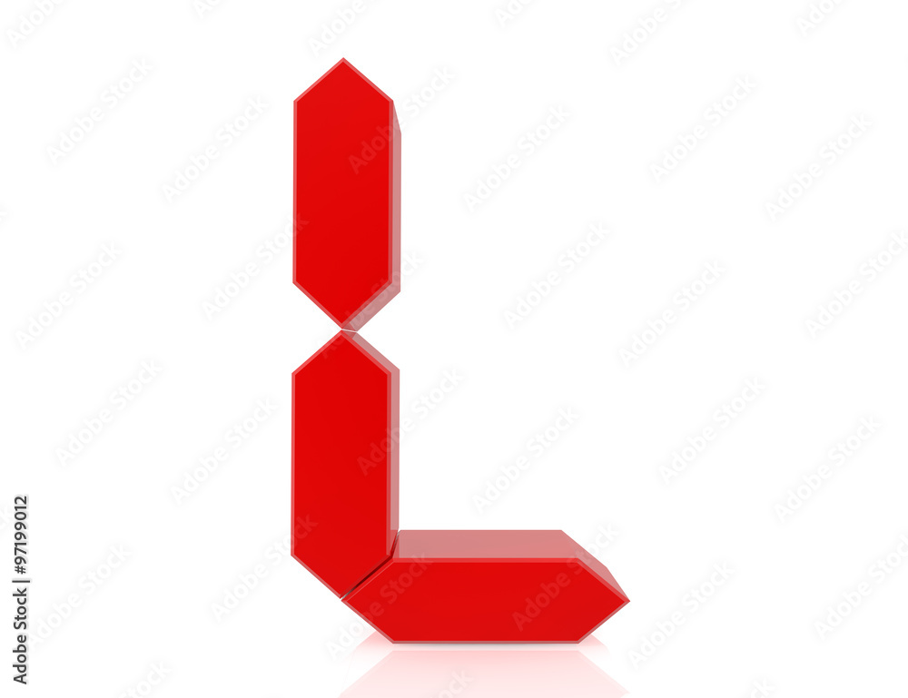 the red letter L digital style on white background 3d rendering the red letter L digital style on white background 3d rendering