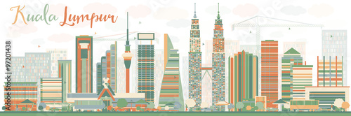 Abstract Kuala Lumpur Skyline with Color Buildings. Some elements have transparency mode different from normal.