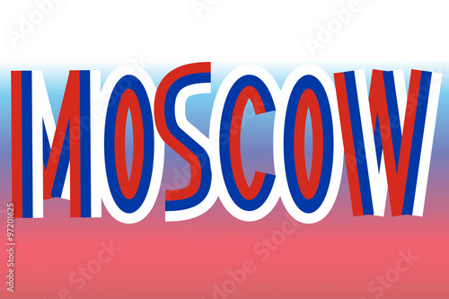 Moscow inscription made from russian flags