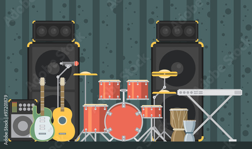 Musical instruments. Vector flat illustration