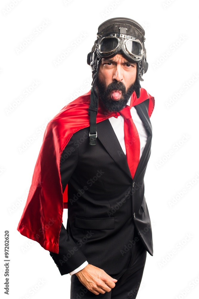 Super hero businessman doing a joke Super hero businessman doing a joke