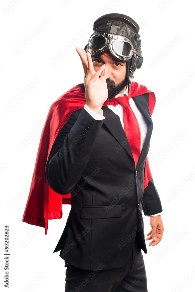 Super hero businessman doing a joke Super hero businessman doing a joke