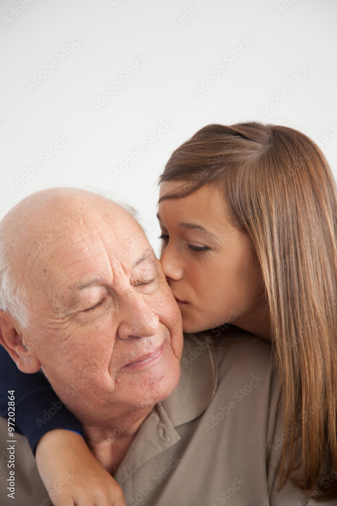 girl having fun with her grandfather girl having fun with her grandfather