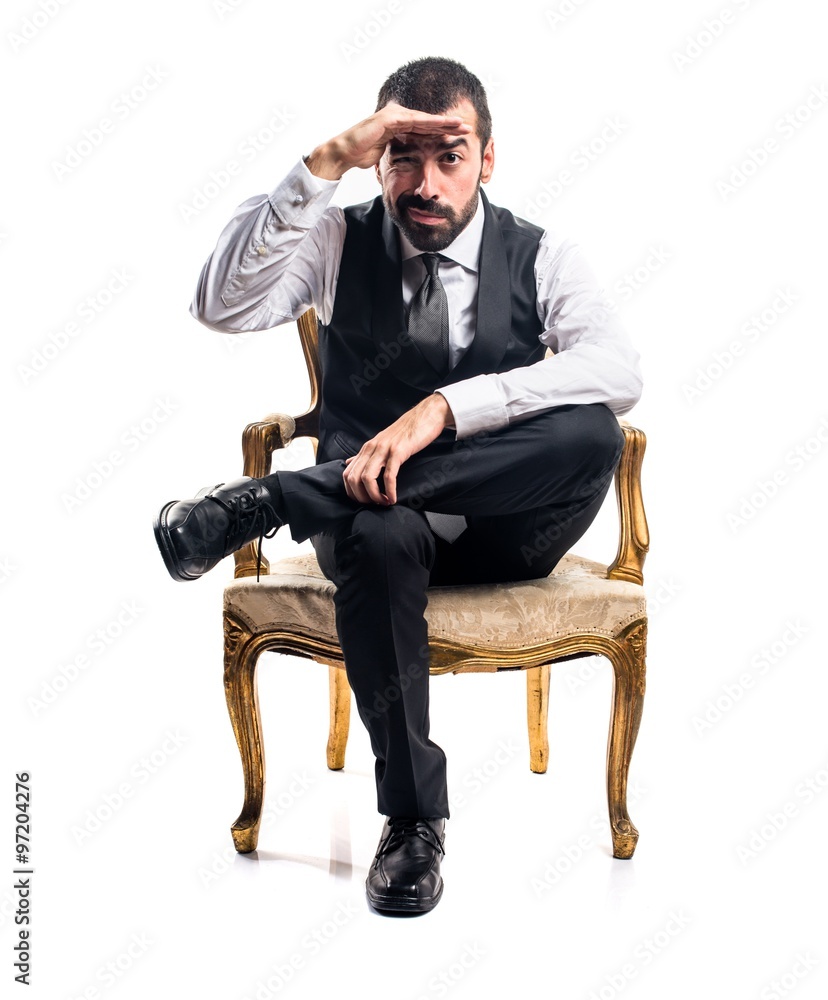 Businessman showing something Businessman showing something