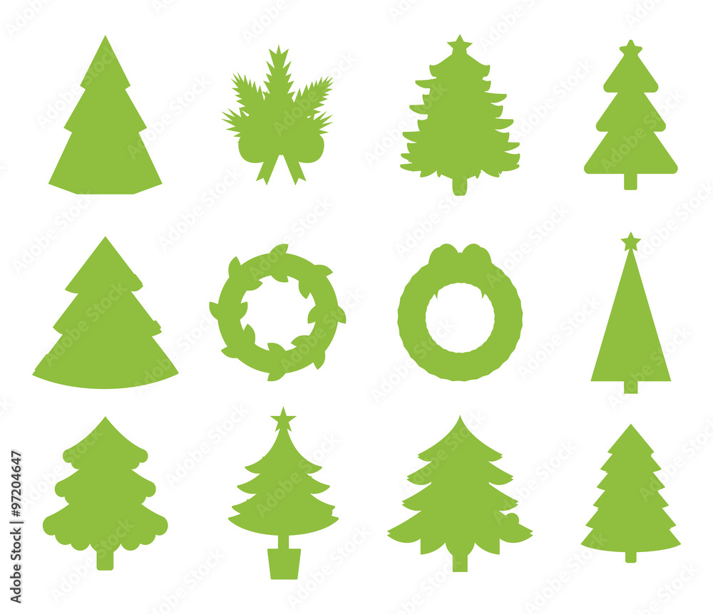 Christmas tree flat icons set Christmas tree flat icons set